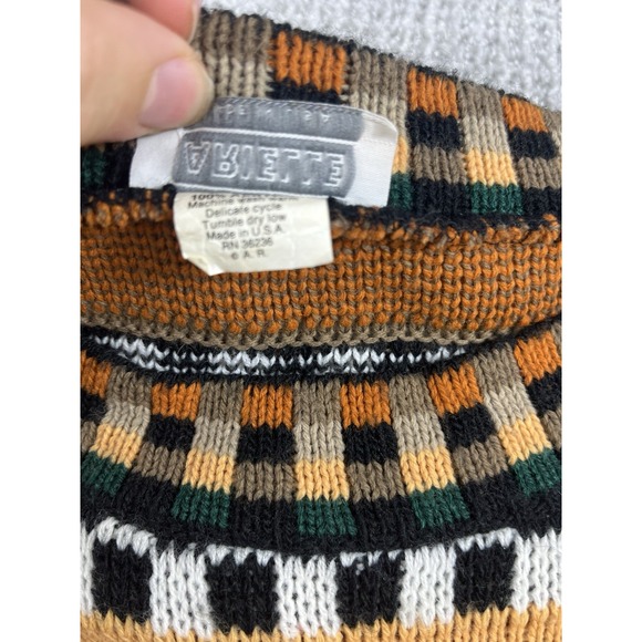 Vintage Arielle Sweater Coogi Style Geometric Knit Earth Tone 3D Knit Womens Med - Picture 3 of 15
